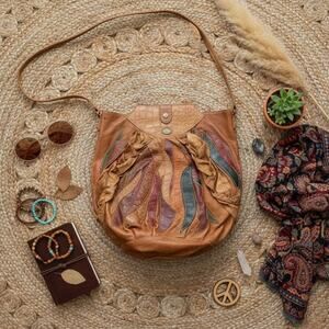 Vintage 1980's Kadilo Patchwork Leather Satchel Bag Brown